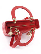 Dior Medium Lady Dior Red Quilted Lambskin Leather Two Way Handbag