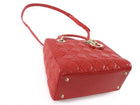 Dior Medium Lady Dior Red Quilted Lambskin Leather Two Way Handbag