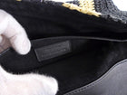 Saint Laurent Natural Beige and Black Stripe Raffia Monogram Reversible Chain Flap Bag