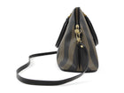 Fendi Black Brown Vintage Pequin Stripe Coated Canvas Dome Bag