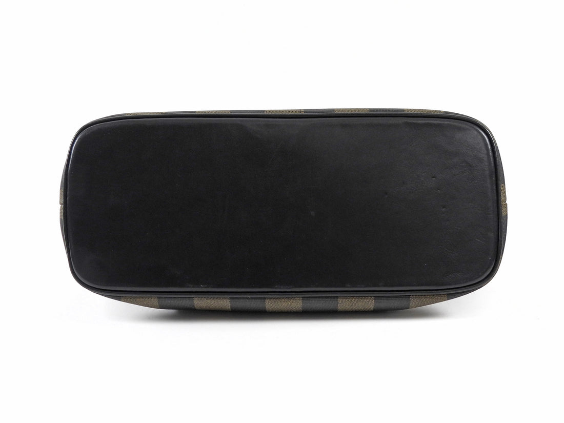 Fendi Black Brown Vintage Pequin Stripe Coated Canvas Dome Bag