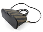 Fendi Black Brown Vintage Pequin Stripe Coated Canvas Dome Bag