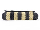 Saint Laurent Natural Beige and Black Stripe Raffia Monogram Reversible Chain Flap Bag