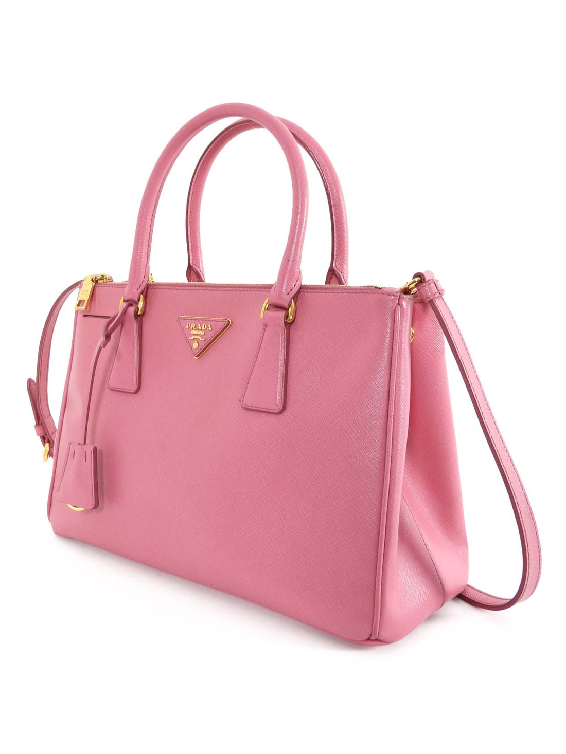 Prada Small Galleria Pink Saffiano Leather Two Way Tote Bag