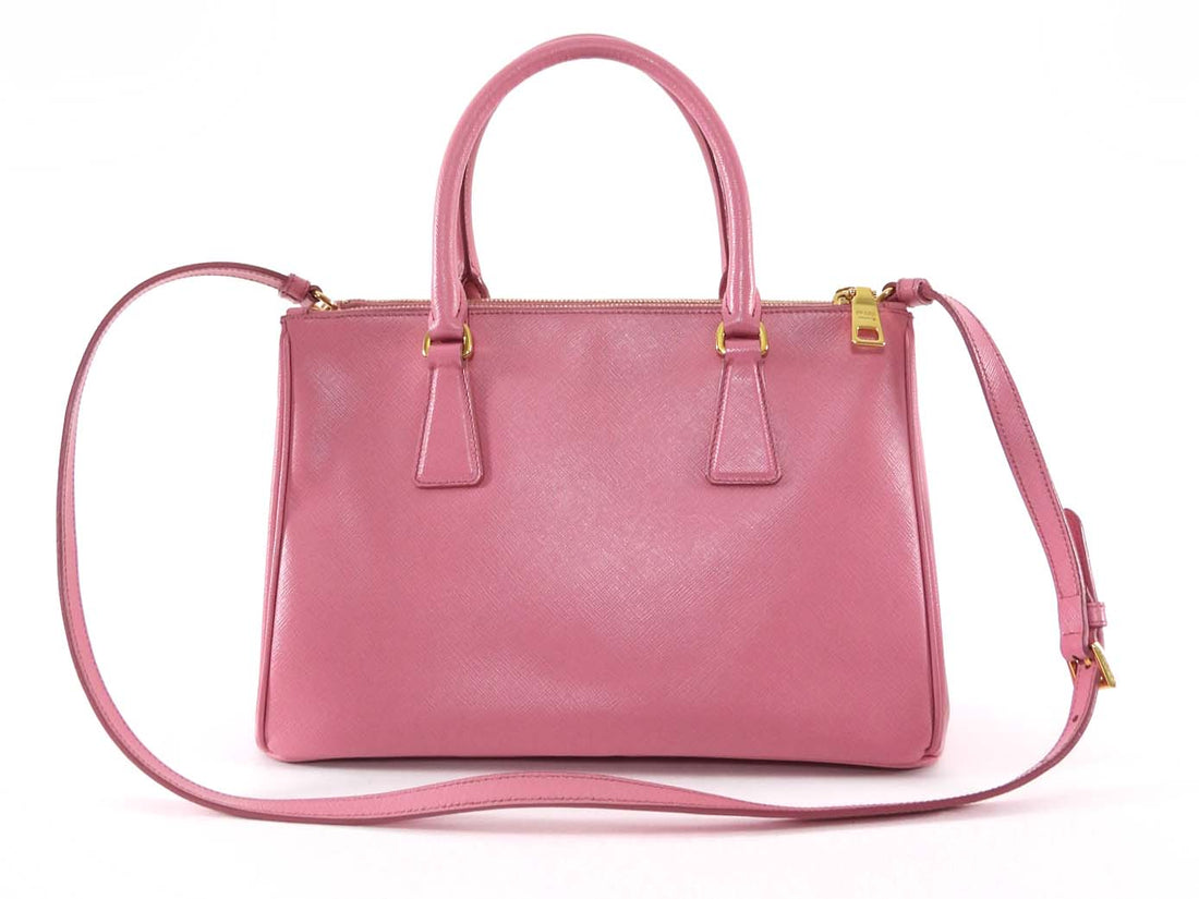 Prada Small Galleria Pink Saffiano Leather Two Way Tote Bag