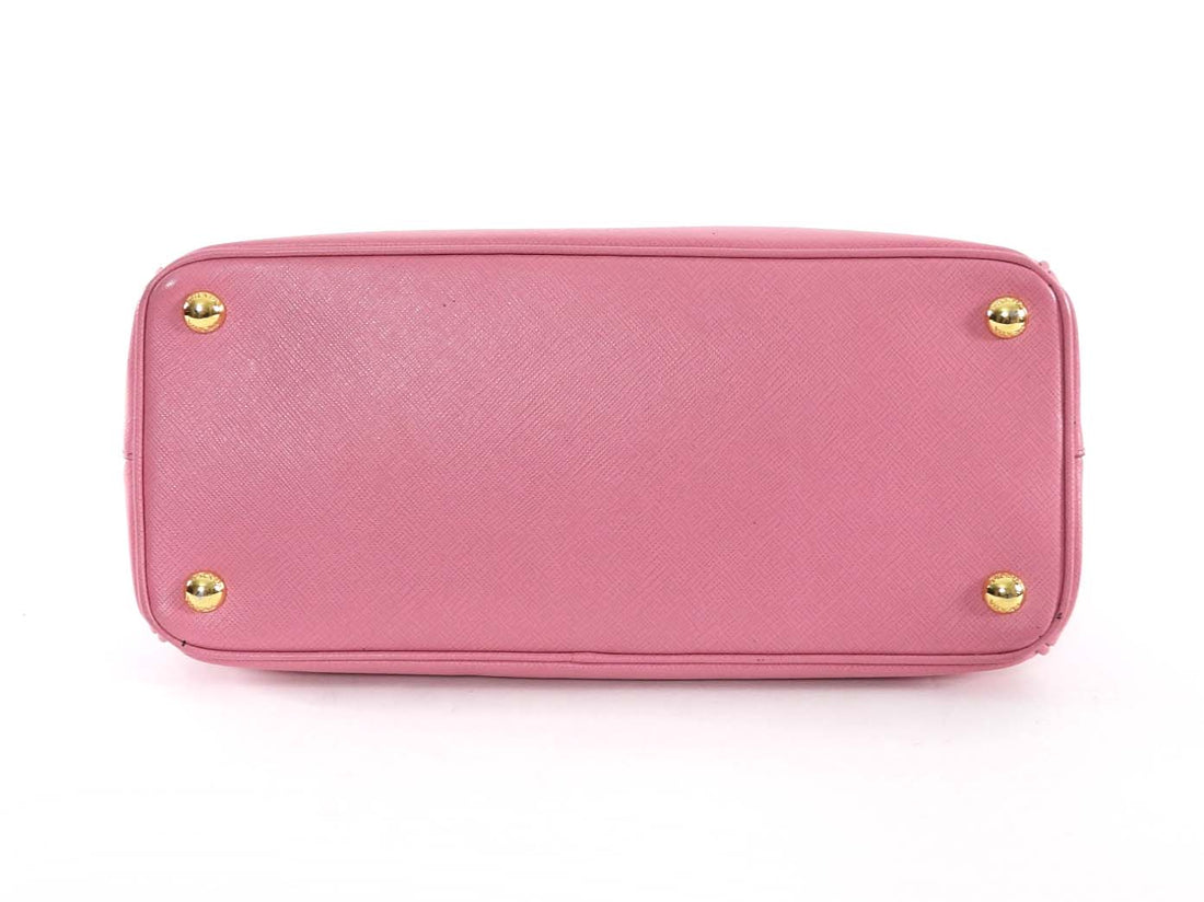 Prada Small Galleria Pink Saffiano Leather Two Way Tote Bag