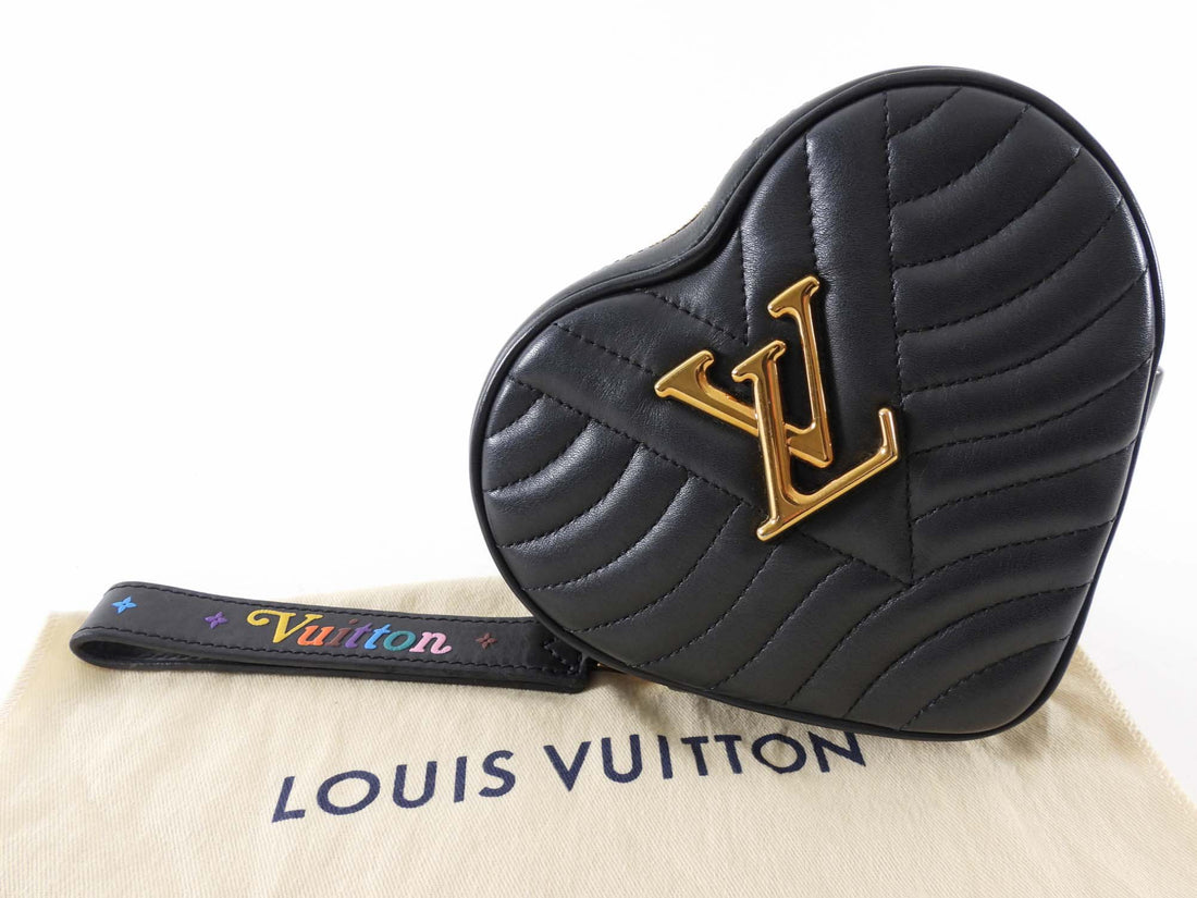 Louis Vuitton Black Quilted Leather New Wave Heart Wristlet Mini Bag