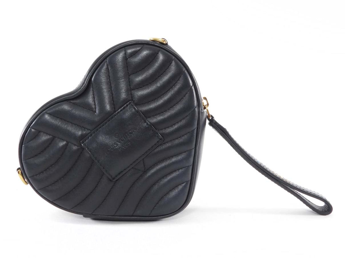 Louis Vuitton Black Quilted Leather New Wave Heart Wristlet Mini Bag