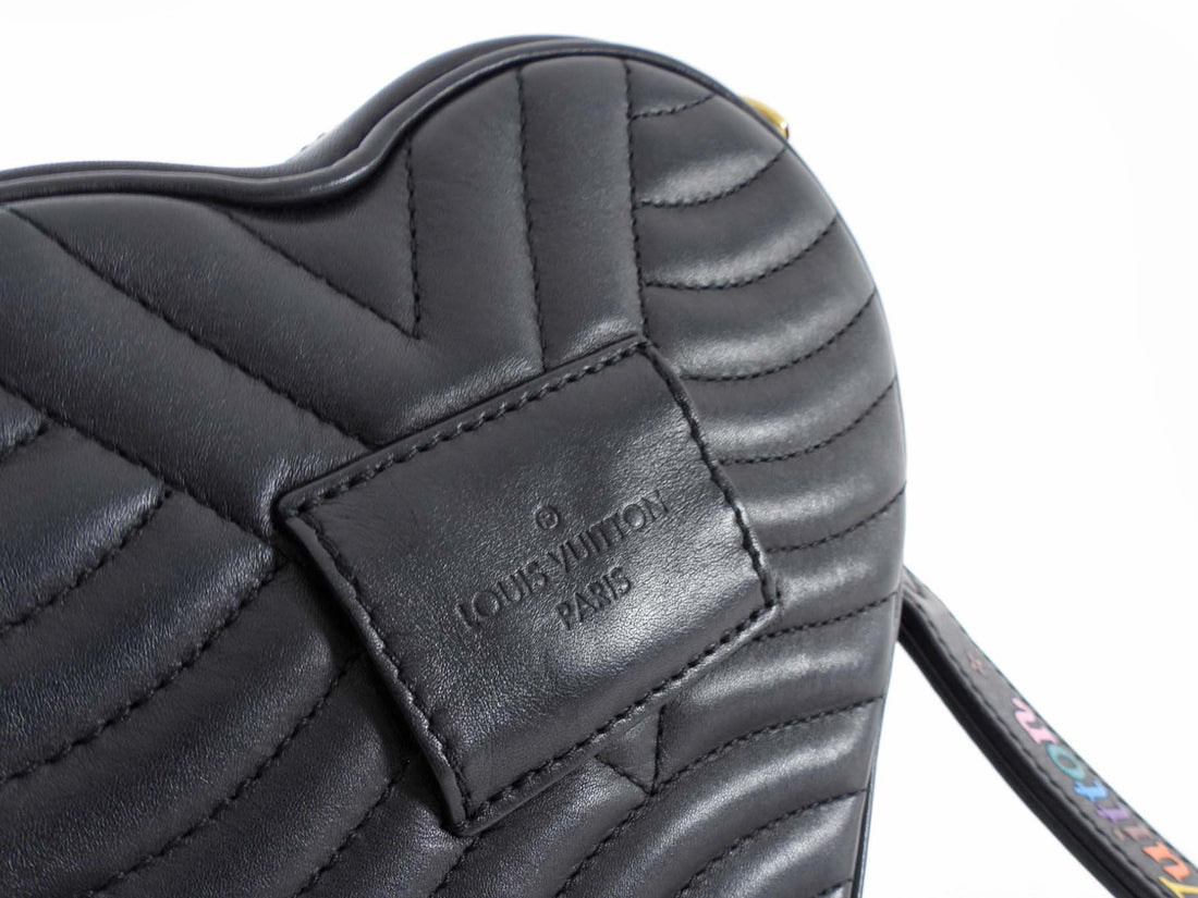 Louis Vuitton Black Quilted Leather New Wave Heart Wristlet Mini Bag