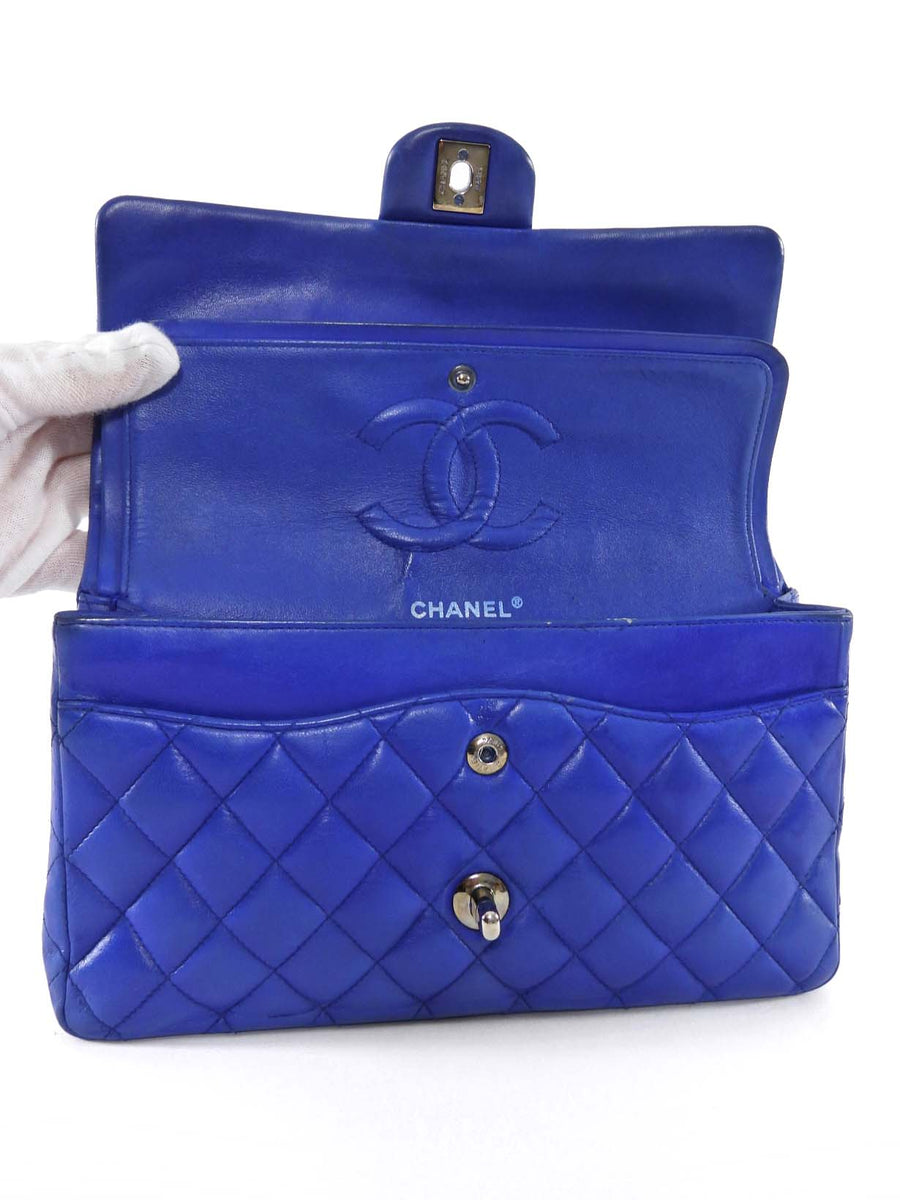 Chanel 10C Cobalt Blue Lambskin Quilted Medium Classic Double Flap Bag SHW