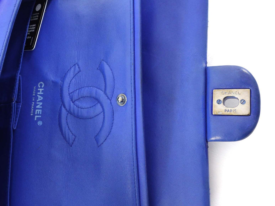 Chanel 10C Cobalt Blue Lambskin Quilted Medium Classic Double Flap Bag SHW