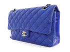 Chanel 10C Cobalt Blue Lambskin Quilted Medium Classic Double Flap Bag SHW