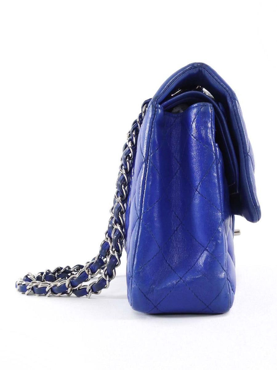 Chanel 10C Cobalt Blue Lambskin Quilted Medium Classic Double Flap Bag SHW