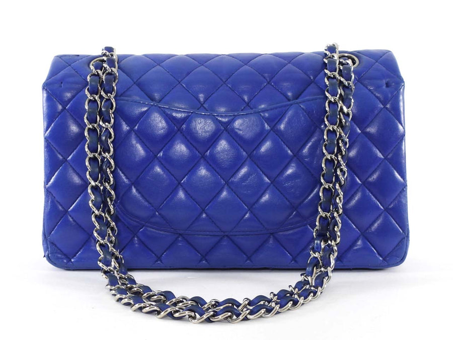 Chanel 10C Cobalt Blue Lambskin Quilted Medium Classic Double Flap Bag SHW
