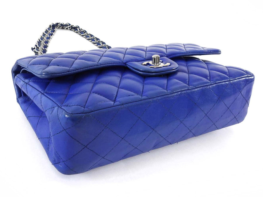 Chanel 10C Cobalt Blue Lambskin Quilted Medium Classic Double Flap Bag SHW