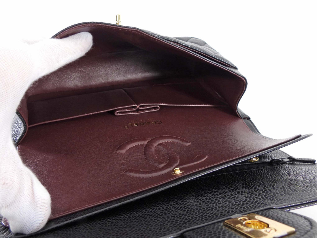 Chanel Black Caviar Leather Medium CC Classic Double Flap Bag GHW