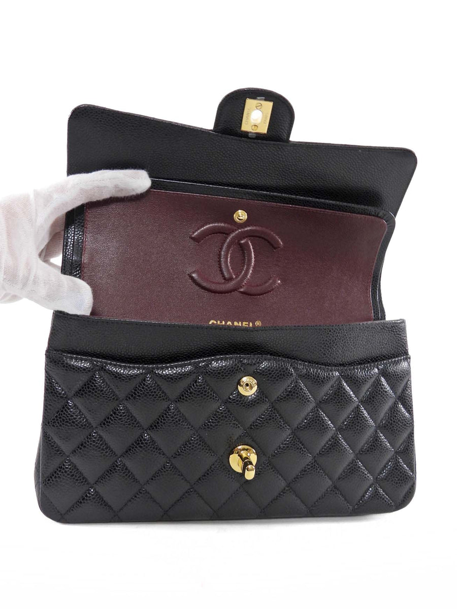 Chanel Black Caviar Leather Medium CC Classic Double Flap Bag GHW
