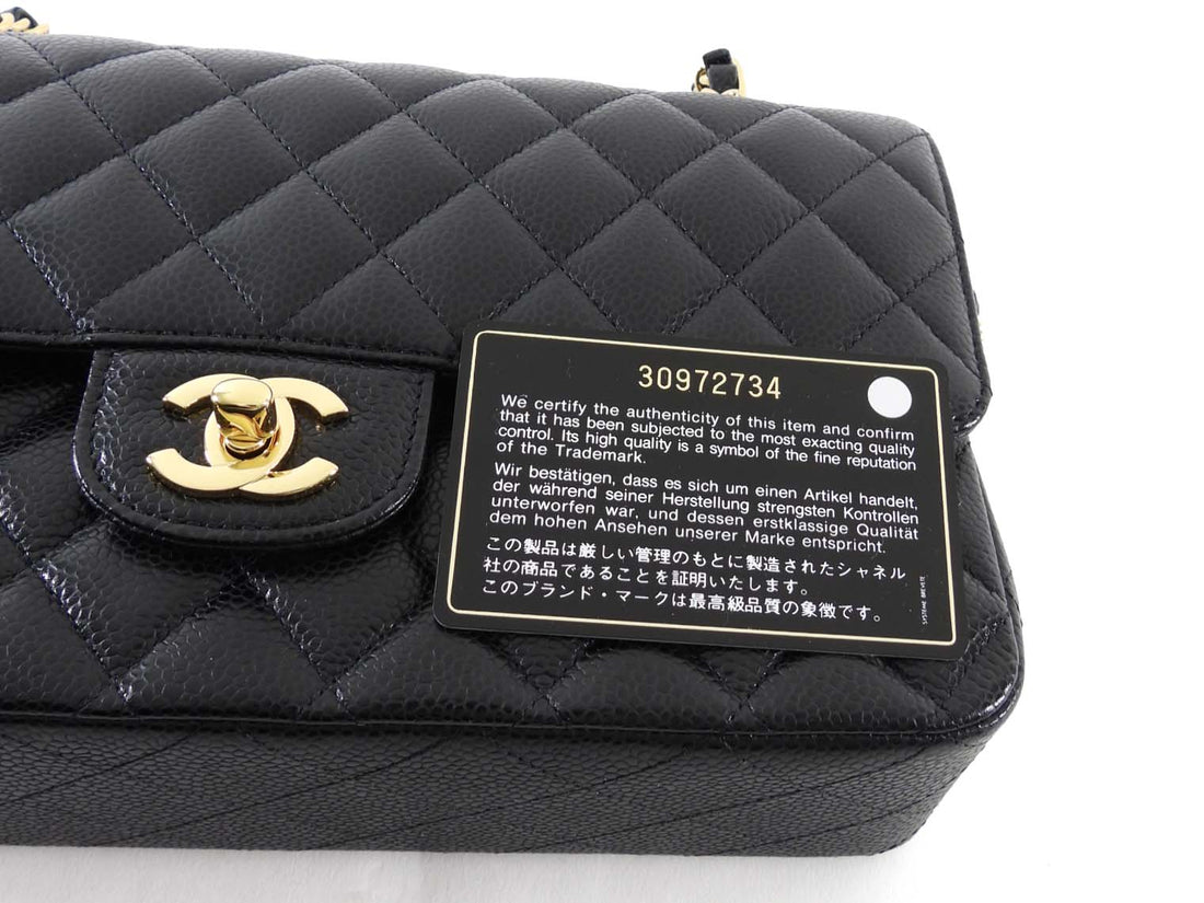 Chanel Black Caviar Leather Medium CC Classic Double Flap Bag GHW