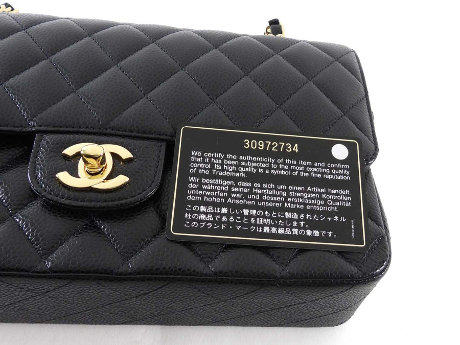 Chanel Black Caviar Leather Medium CC Classic Double Flap Bag GHW