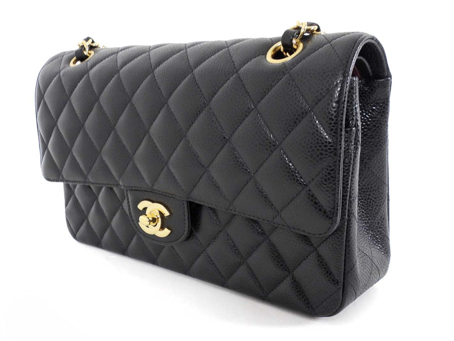 Chanel Black Caviar Leather Medium CC Classic Double Flap Bag GHW