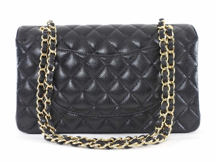 Chanel Black Caviar Leather Medium CC Classic Double Flap Bag GHW