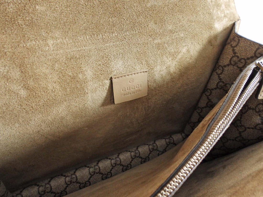 Gucci Medium Dionysus Supreme Monogram Coasted Canvas Chain Flap Bag
