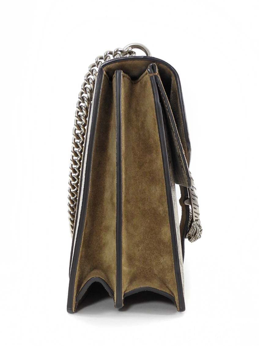 Gucci Medium Dionysus Supreme Monogram Coasted Canvas Chain Flap Bag