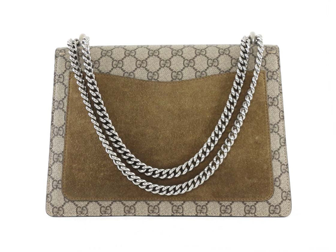 Gucci Medium Dionysus Supreme Monogram Coasted Canvas Chain Flap Bag