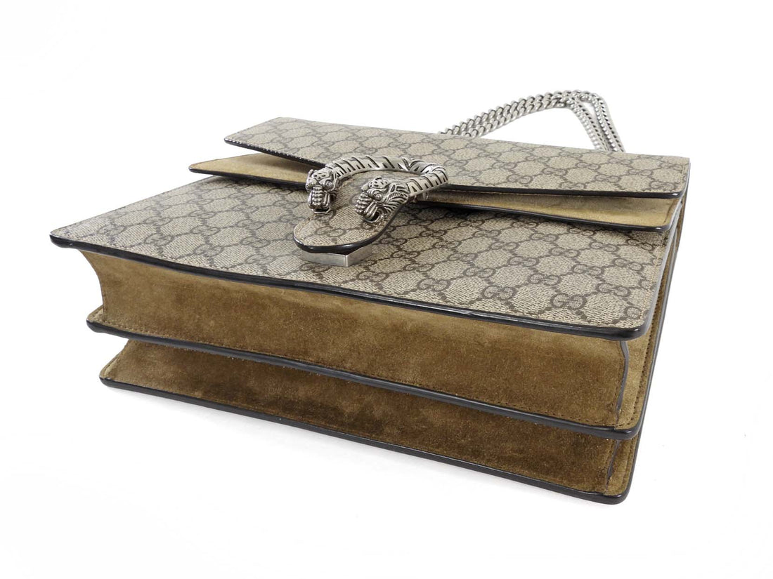 Gucci Medium Dionysus Supreme Monogram Coasted Canvas Chain Flap Bag