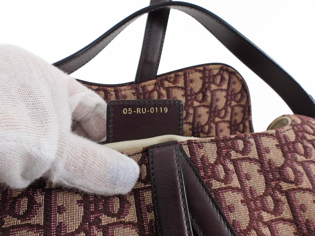 Dior Burgundy Oblique Jacquard Medium Saddle Shoulder Bag