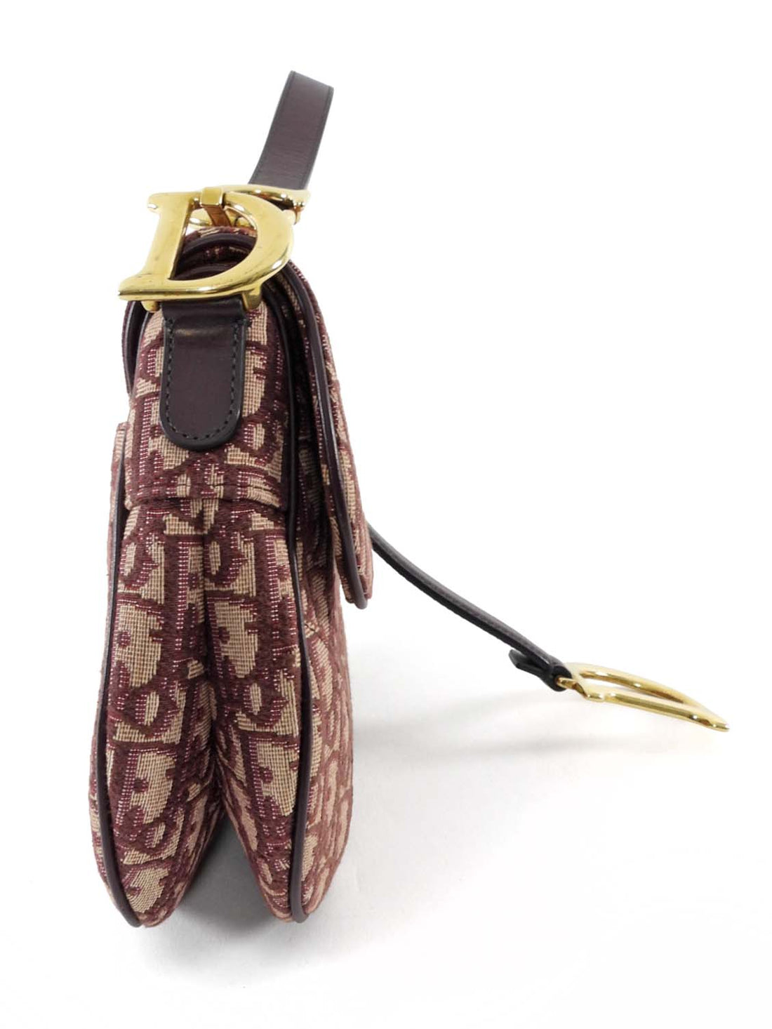 Dior Burgundy Oblique Jacquard Medium Saddle Shoulder Bag