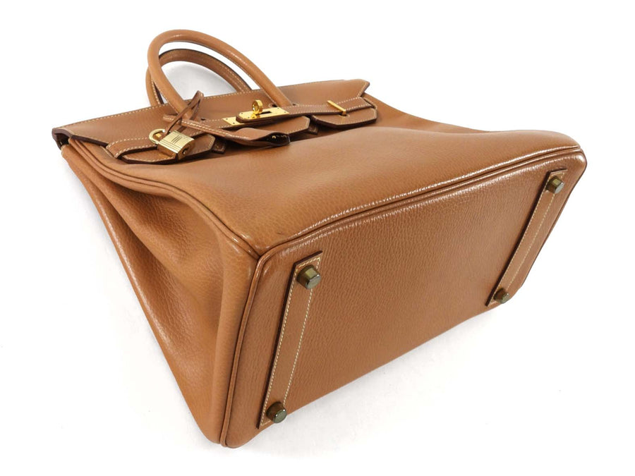 Hermes Vintage 1995 HAC 32 Gold Ardennes Leather Tote Bag GHW