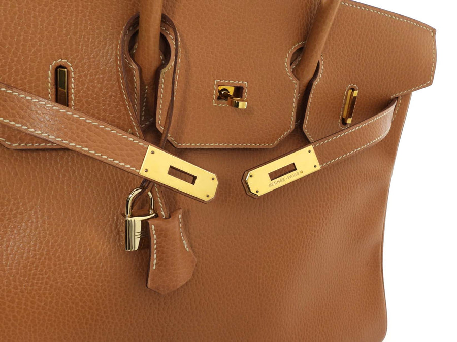 Hermes Vintage 1995 HAC 32 Gold Ardennes Leather Tote Bag GHW