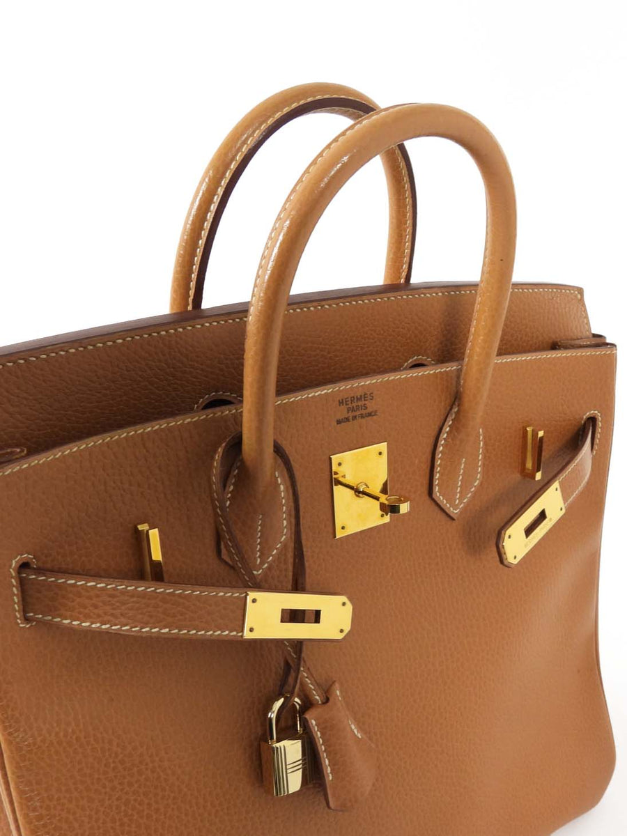 Hermes Vintage 1995 HAC 32 Gold Ardennes Leather Tote Bag GHW