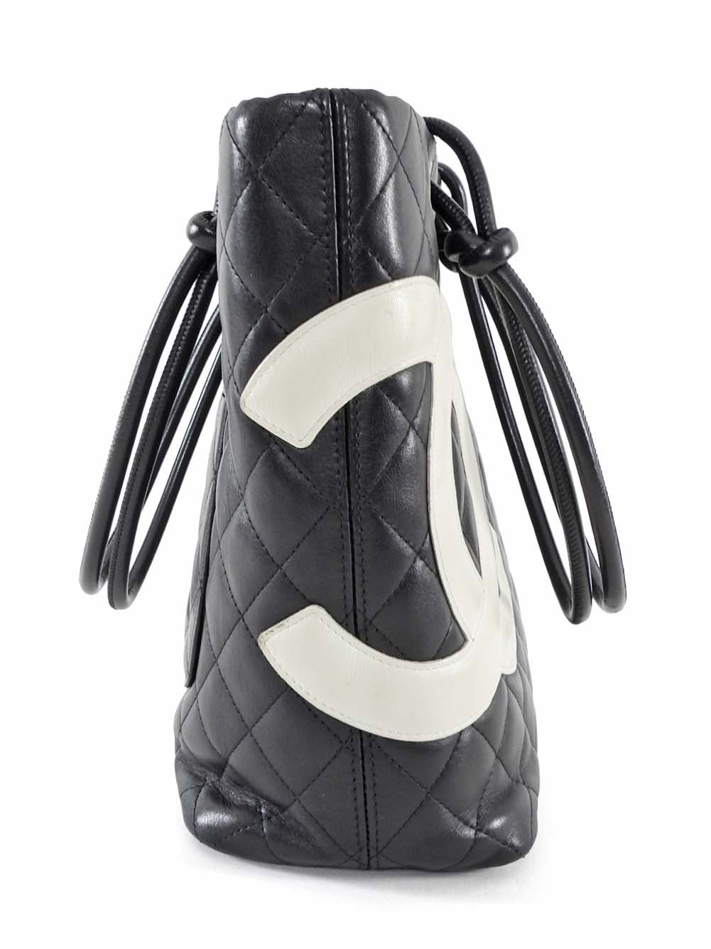Chanel Vintage 2004 Cambon CC PM Black Quilted Lambskin Tote Bag