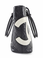 Chanel Vintage 2004 Cambon CC PM Black Quilted Lambskin Tote Bag