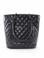Chanel Vintage 2004 Cambon CC PM Black Quilted Lambskin Tote Bag