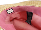 Gucci Wide Brim Straw Fuchsia Crystal Embellished Sun Hat