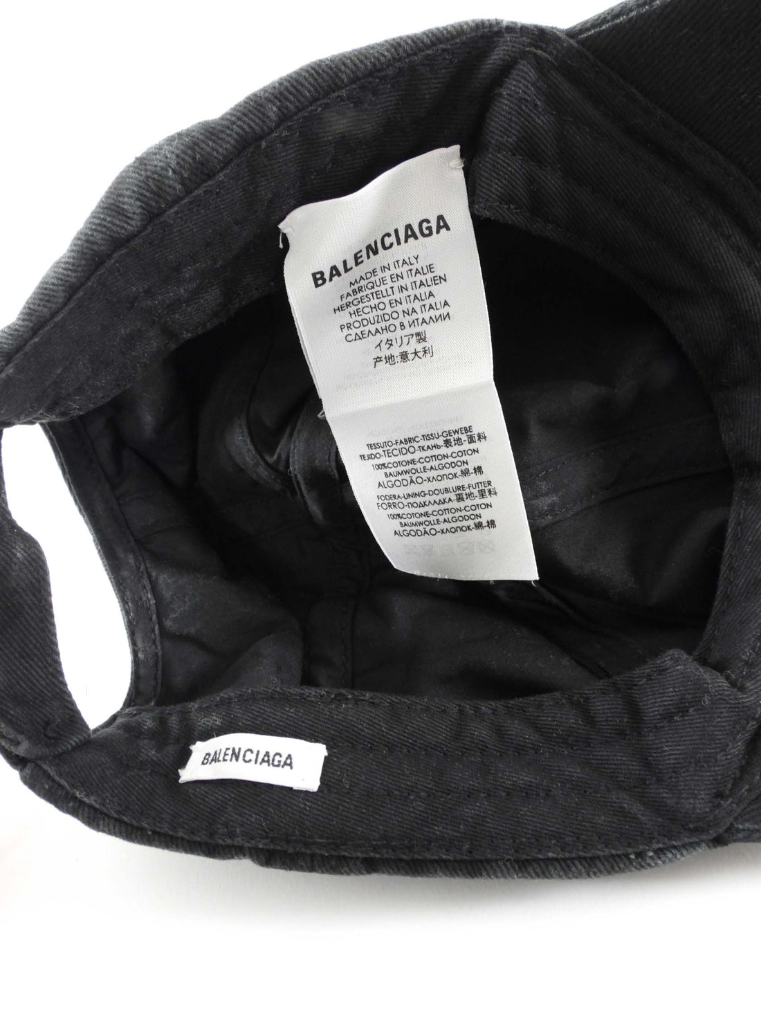 Balenciaga Gothic Script Black Cotton Baseball Cap - 58cm