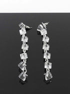 Swarovski Crystal Long Cube Chain Fringe Earrings