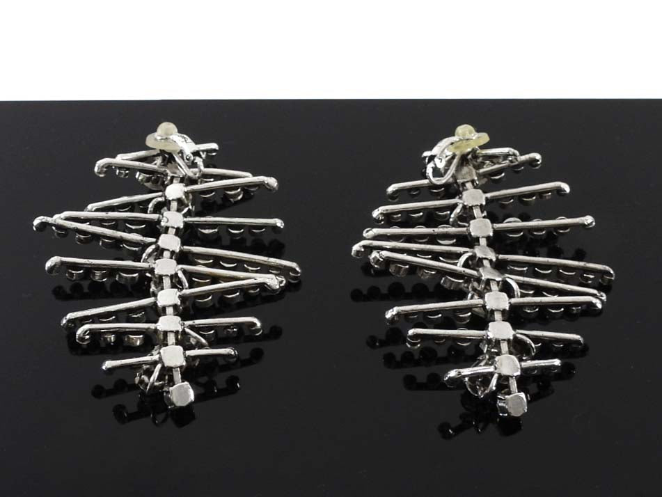 Saint Laurent Crystal Segmented Statement Clip Earrings
