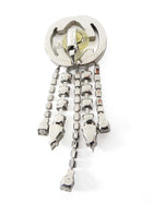 Gucci Silvertone Crystal Fringe Interlocking GG Mono Clip Earring