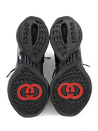 Gucci Black Sheer Mesh and Suede Combo Crystal Monogram Run Sneakers - 37