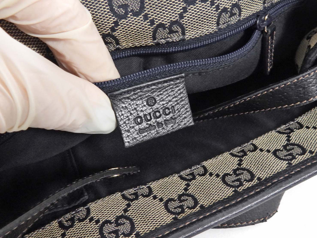 Gucci Navy Grained Leather Abbey Tote