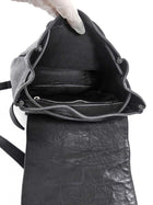 Saint Laurent Black Croc Embossed Leather YSL Tassel Logo Small Festival Backpack