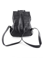 Saint Laurent Black Croc Embossed Leather YSL Tassel Logo Small Festival Backpack
