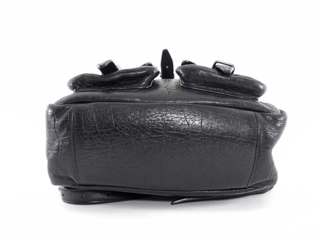 Saint Laurent Black Croc Embossed Leather YSL Tassel Logo Small Festival Backpack