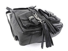 Saint Laurent Black Croc Embossed Leather YSL Tassel Logo Small Festival Backpack