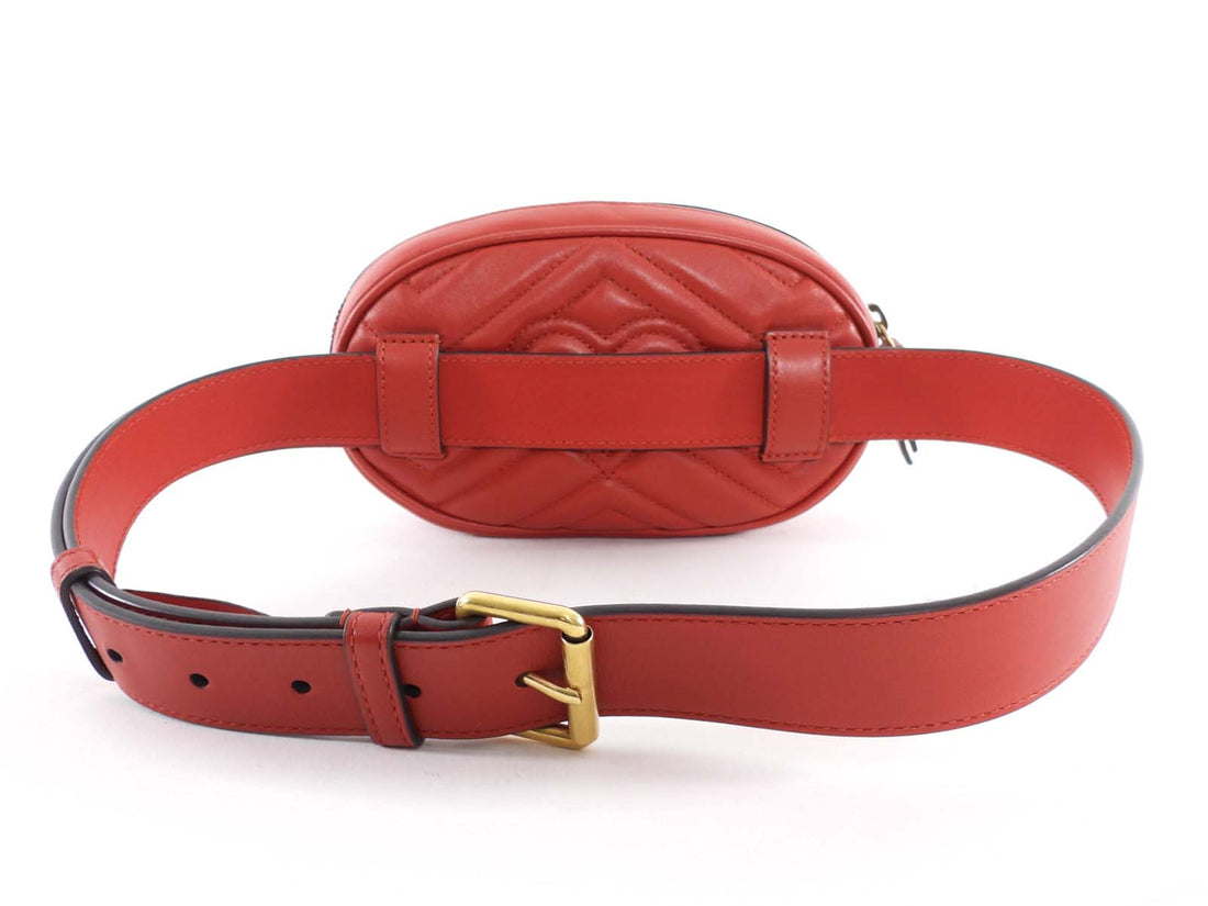 Gucci Chevron Quilted Leather GG Marmont Belt Bag