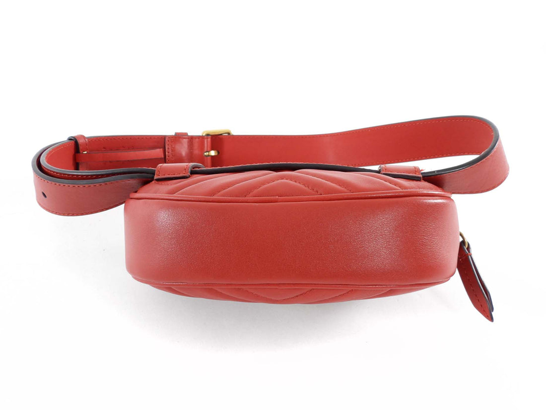 Gucci Chevron Quilted Leather GG Marmont Belt Bag